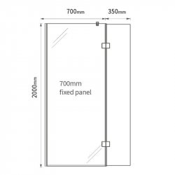 Purity Collection 700mm Brushed Bronze Wetroom Panel with 350mm Deflector Panel