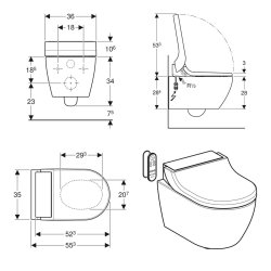 Geberit AquaClean Tuma Comfort WC Complete Solution with Wall Hung WC (White Glass)