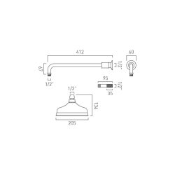 Booth & Co. Axbridge 200mm Shower Head and Arm - Chrome