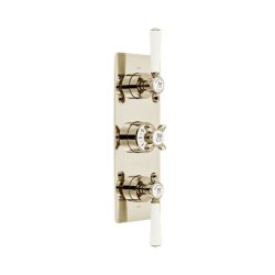 Booth & Co. Axbridge Cross 3 Outlet, 3 Handle Concealed Thermostatic Valve - Nickel