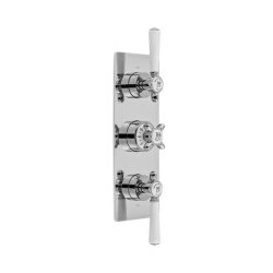 Booth & Co. Axbridge Cross 2 Outlet, 3 Handle Concealed Thermostatic Valve - Chrome