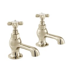 Booth & Co. Axbridge Cross Basin Pillar Taps - Nickel