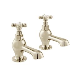 Booth & Co. Axbridge Cross Bath Pillar Taps - Nickel