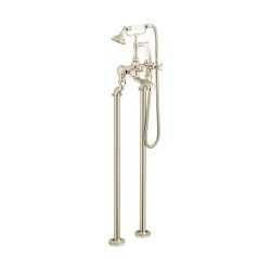 Booth & Co. Axbridge Cross Floor Standing Bath Shower Mixer - Nickel