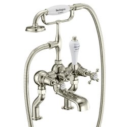 Burlington Claremont Quarter Turn Deck Mounted Bath Shower Mixer - Nickel