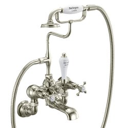 Burlington Claremont Quarter Turn Wall Mounted Bath Shower Mixer - Nickel