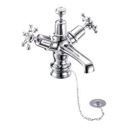 Burlington Birkenhead Regent Quarter Turn Monobloc Basin Mixer with Plug & Chain Waste - White