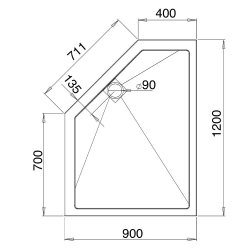 Roman Neo-Angle 1200 x 900mm Left Hand Shower Tray