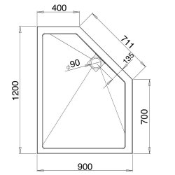 Roman Neo-Angle 1200 x 900mm Right Hand Shower Tray