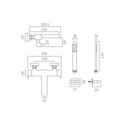 Vado Life Thermostatic Wall Mounted Bath Shower Mixer + Shower Kit