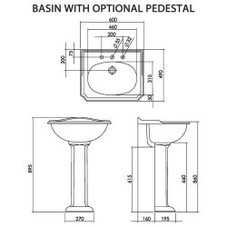 Silverdale Balasani 600mm Basin - Old English White