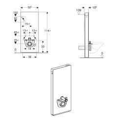 Geberit Monolith Plus for Wall Hung WC (114cm) - White Glass / Brushed Aluminium