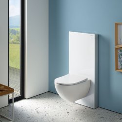 Geberit Monolith Plus for Wall Hung WC (114cm) - White Glass / Brushed Aluminium