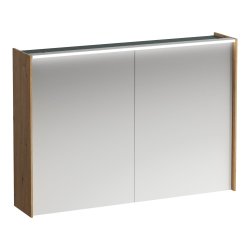 Laufen Lani Wild Oak 1000mm Illuminated 2 Door Mirror Cabinet with 2 Glass Shelves