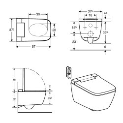 Geberit Aquaclean Sela Chrome Wall-Hung Square Shower Toilet