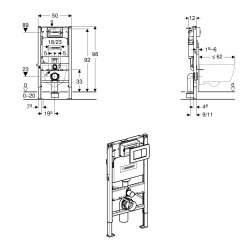 Geberit Duofix Delta 98cm Frame & Cistern for Wall-Hung WC with Delta30 Chrome Flush Plate