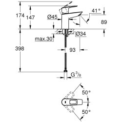 Grohe Bauloop Small Smooth Body Basin Mixer