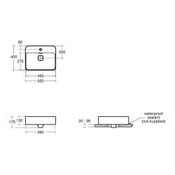 Ideal Standard Strada II 500mm Vessel Basin - 1 Tap Hole