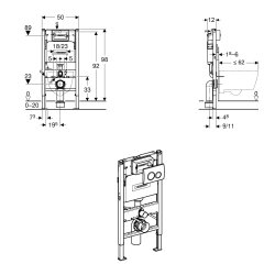 Geberit Duofix Delta 98cm Frame & Cistern for Wall-Hung WC with Delta20 Chrome Flush Plate