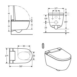 Geberit Aquaclean Alba Rimless Wall Hung Shower Toilet