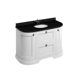 Burlington 1340mm Curved Vanity Unit with Drawers, Doors and Worktop - Matt White