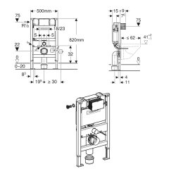 Geberit Duofix 82cm WC Frame with Kappa 15cm Cistern