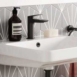 Britton Bathrooms Hoxton Matt Black Overflow Ring