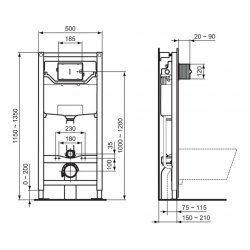 Ideal Standard Prosys 1150mm Mechanical Wall Hung Toilet Frame