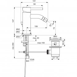 Ideal Standard Ceraline Single Lever Silk Black Bidet Mixer