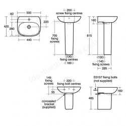 Ideal Standard Tesi 50cm Pedestal Basin