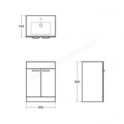 Ideal Standard Tempo 600mm Floorstanding Lava Grey Vanity Unit with 2 Door