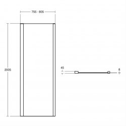 Ideal Standard i.life 760mm Bright Silver Pivot Door