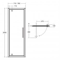 Ideal Standard i.life 760mm Bright Silver Pivot Door