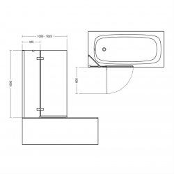 Ideal Standard i.life 1000mm Left Hand Fixed and Hinged Bath Screen