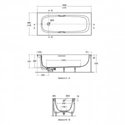 Ideal Standard i.life 170 x 70cm Idealform Bath with Grips