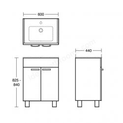 Ideal Standard Tempo 600mm Lava Grey Vanity Unit with 2 Doors & Legs