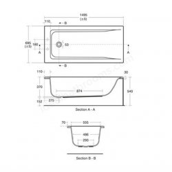 Ideal Standard Concept 150 x 70cm Bath (0 Tap Hole)