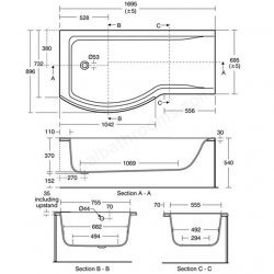 Ideal Standard Concept 170 x 70cm Right Hand Shower Bath