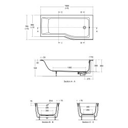 Ideal Standard Connect Air 1700 x 800mm Idealform Shower Bath - Right Hand