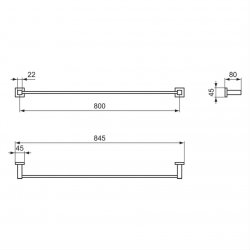 Ideal Standard IOM Square 80cm Single Towel Rail