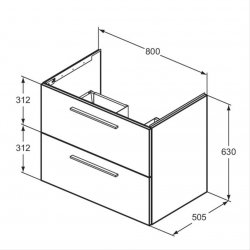 Ideal Standard i.life B Wall Hung 80cm 2 Drawer Matt Sandy Beige Vanity Unit