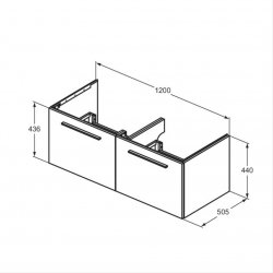 Ideal Standard i.life B Wall Hung 120cm 2 Drawer Matt White Vanity Unit