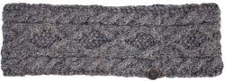 Pure wool - diamond cable headband - grey pepper