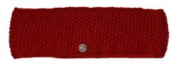 Fleece lined pure wool - moss stitch - headband - deep red