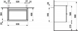 Laufen Space 635mm Two Drawer Vanity Unit - Light Walnut