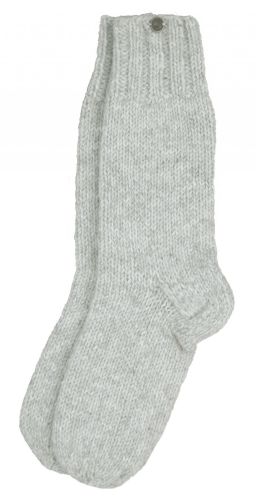 Pure wool - hand knit socks -  plain pale grey