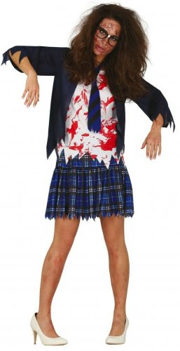Scary School Girl Costume Halloween Horror Student Fancy Dress