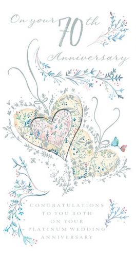 Wedding Anniversary Card - 70th Platinum 70 Seventy Heart - Ling Design