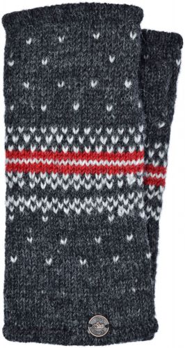 Pure wool - Nordic wristwarmers - grey/red