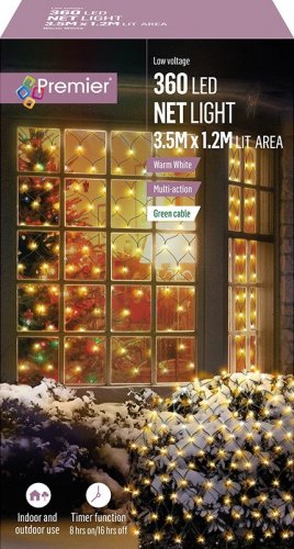 Premier Decorations Multi-Action Net Light 3.5x1.2M 360LED -WmWh